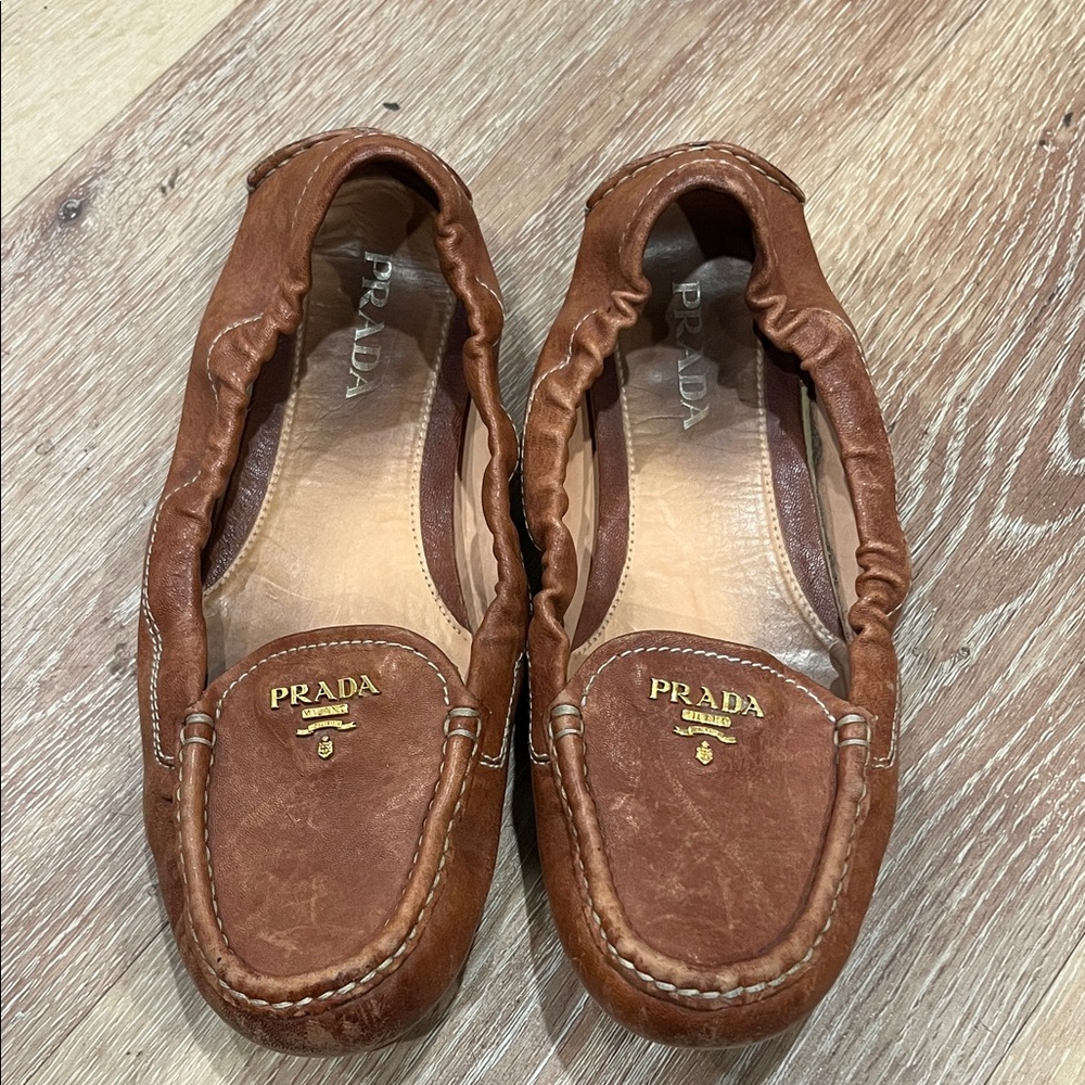 Prada Women's Tan Leather Loafers